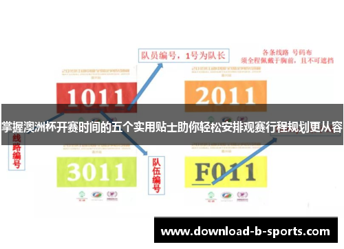 掌握澳洲杯开赛时间的五个实用贴士助你轻松安排观赛行程规划更从容